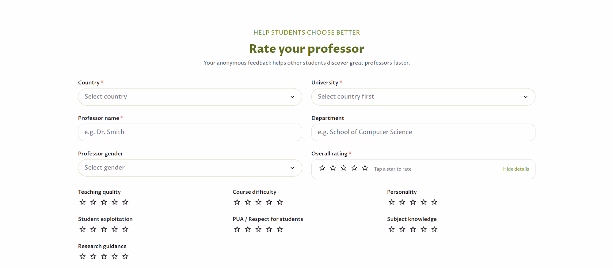 Rate My Professors preview